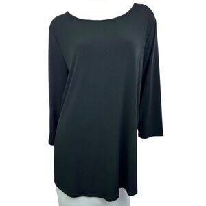 Chico's Black Pullover Top Sz 3 or XL 3/4 Sleeve Polyester/Spandex